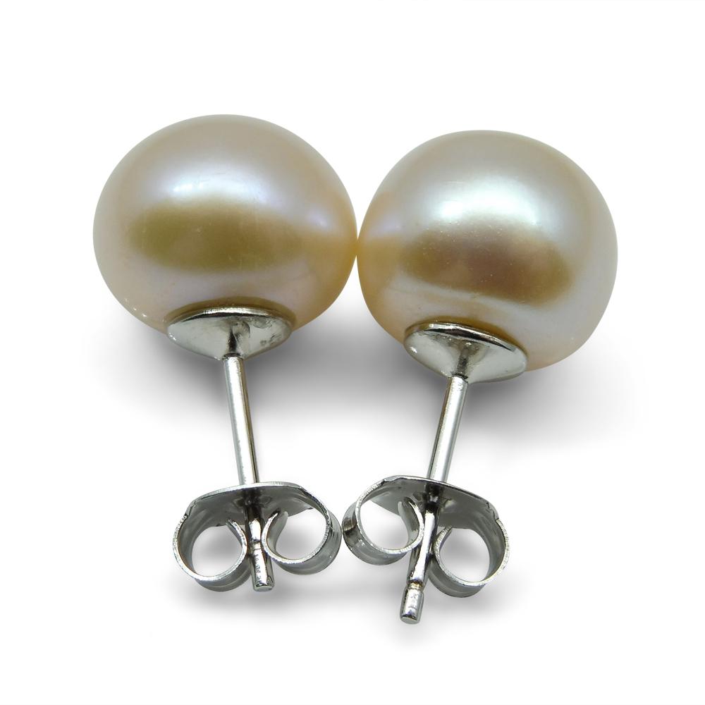 Sterling Silver 10mm Pair Natural Baby Pink Pearl Stud Earrings - Skyjems Wholesale Gemstones