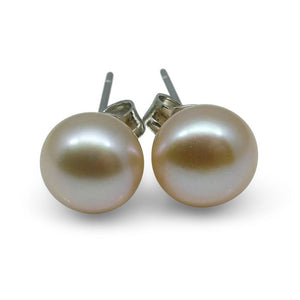 Sterling Silver 6mm Pair Natural Baby Pink Pearl Stud Earrings - Skyjems Wholesale Gemstones