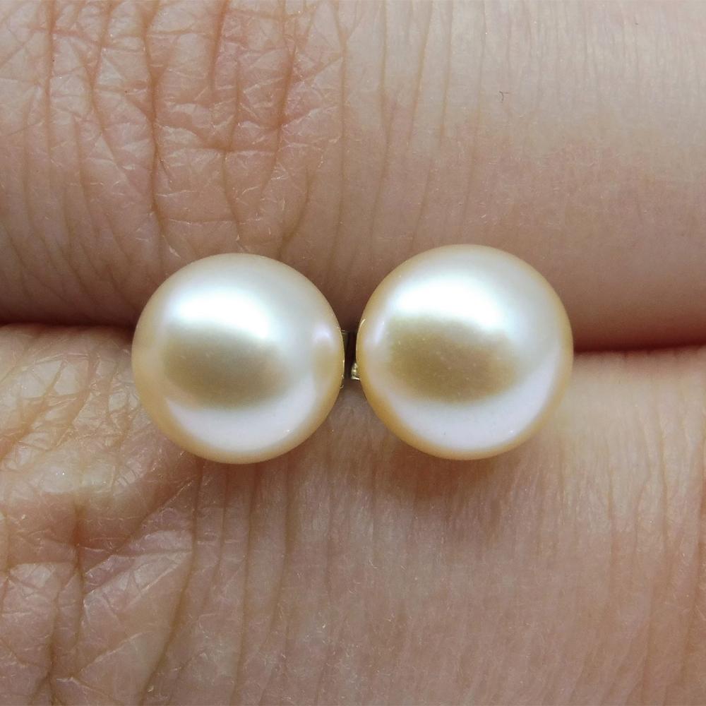 Sterling Silver 6mm Pair Natural Baby Pink Pearl Stud Earrings - Skyjems Wholesale Gemstones