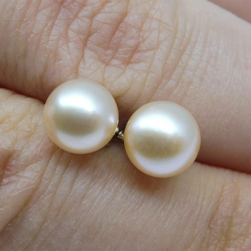 Sterling Silver 6mm Pair Natural Baby Pink Pearl Stud Earrings - Skyjems Wholesale Gemstones