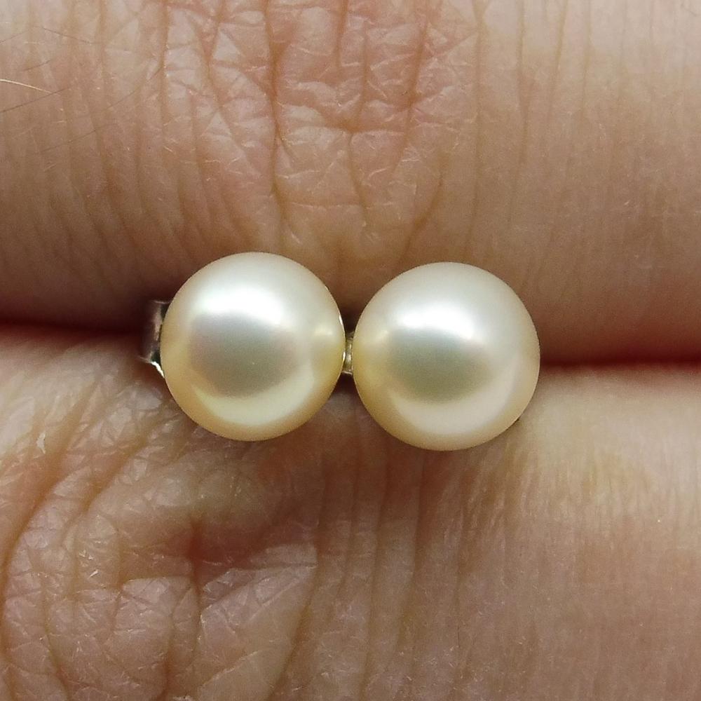 Sterling Silver 5mm Pair Natural Baby Pink Pearl Stud Earrings - Skyjems Wholesale Gemstones