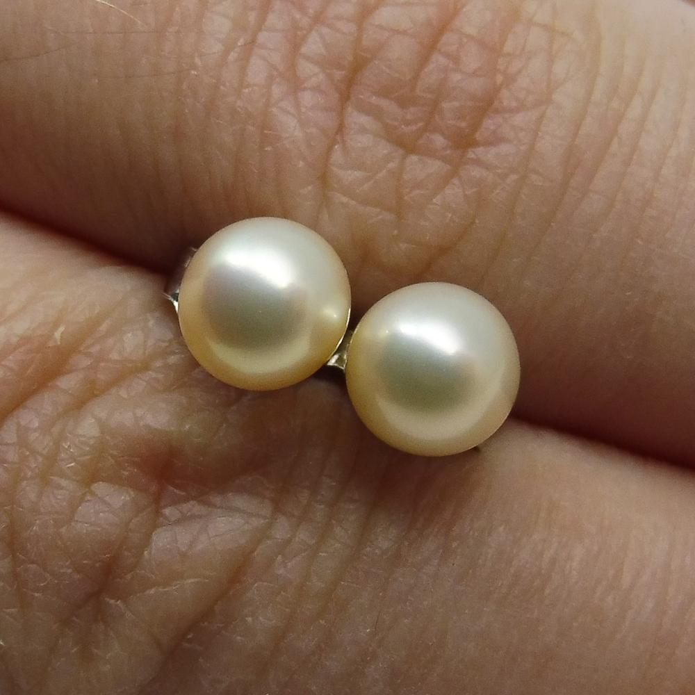 Sterling Silver 5mm Pair Natural Baby Pink Pearl Stud Earrings - Skyjems Wholesale Gemstones