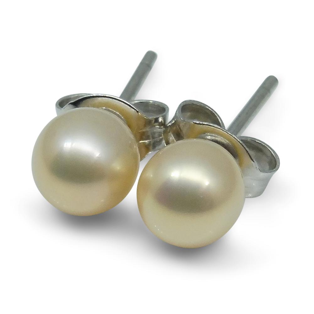 Sterling Silver 5mm Pair Natural Baby Pink Pearl Stud Earrings - Skyjems Wholesale Gemstones