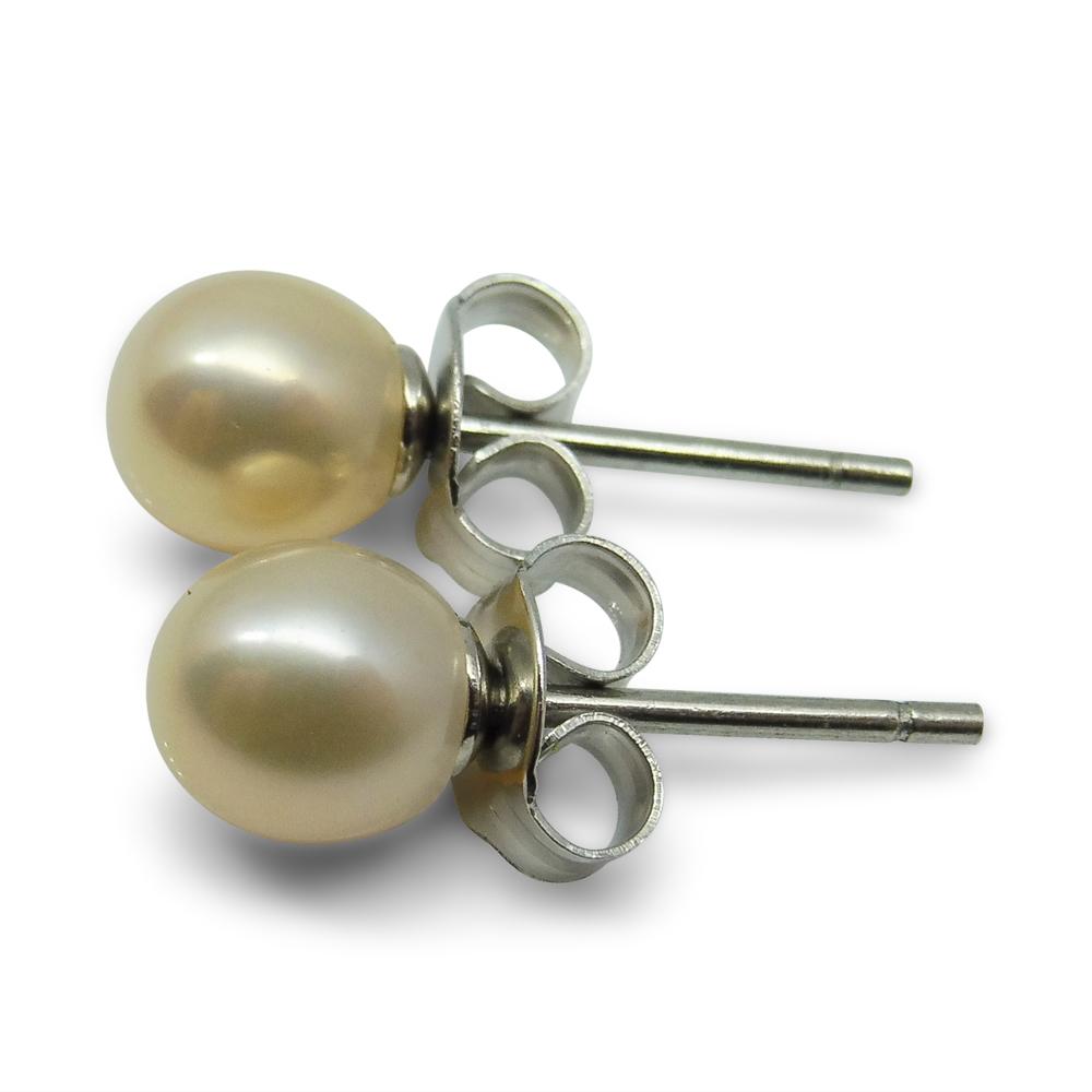 Sterling Silver 5mm Pair Natural Baby Pink Pearl Stud Earrings - Skyjems Wholesale Gemstones