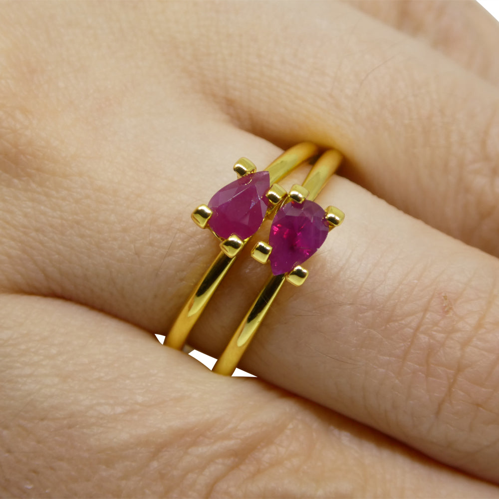 0.81ct Pear Red Ruby Pair from Burma's Mong Hsu Mine, premium heated gemstone by SkyJems Canadian gem experts