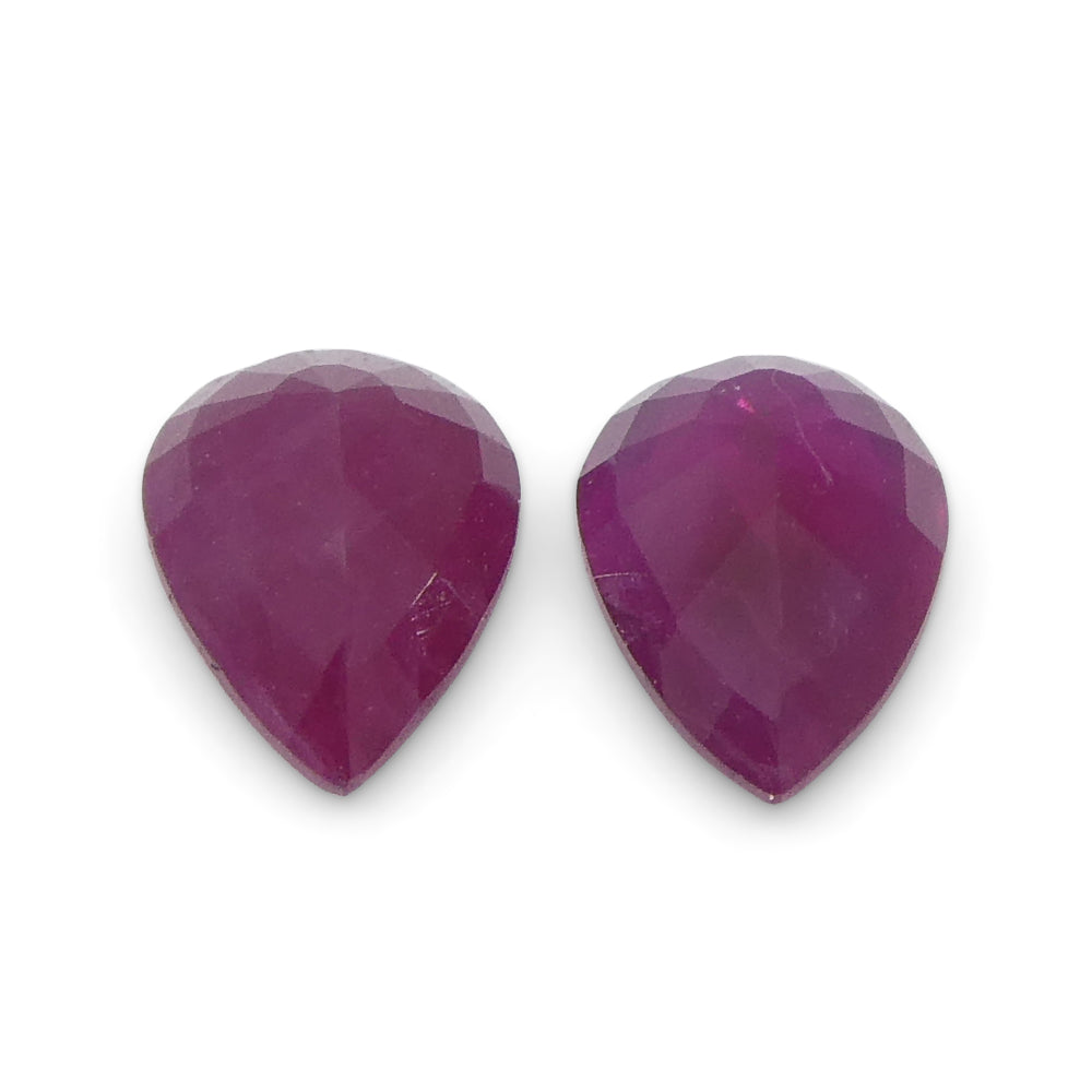 0.81ct Pear Red Ruby Pair from Burma's Mong Hsu Mine, Certified Heated Gemstone by SkyJems Canada