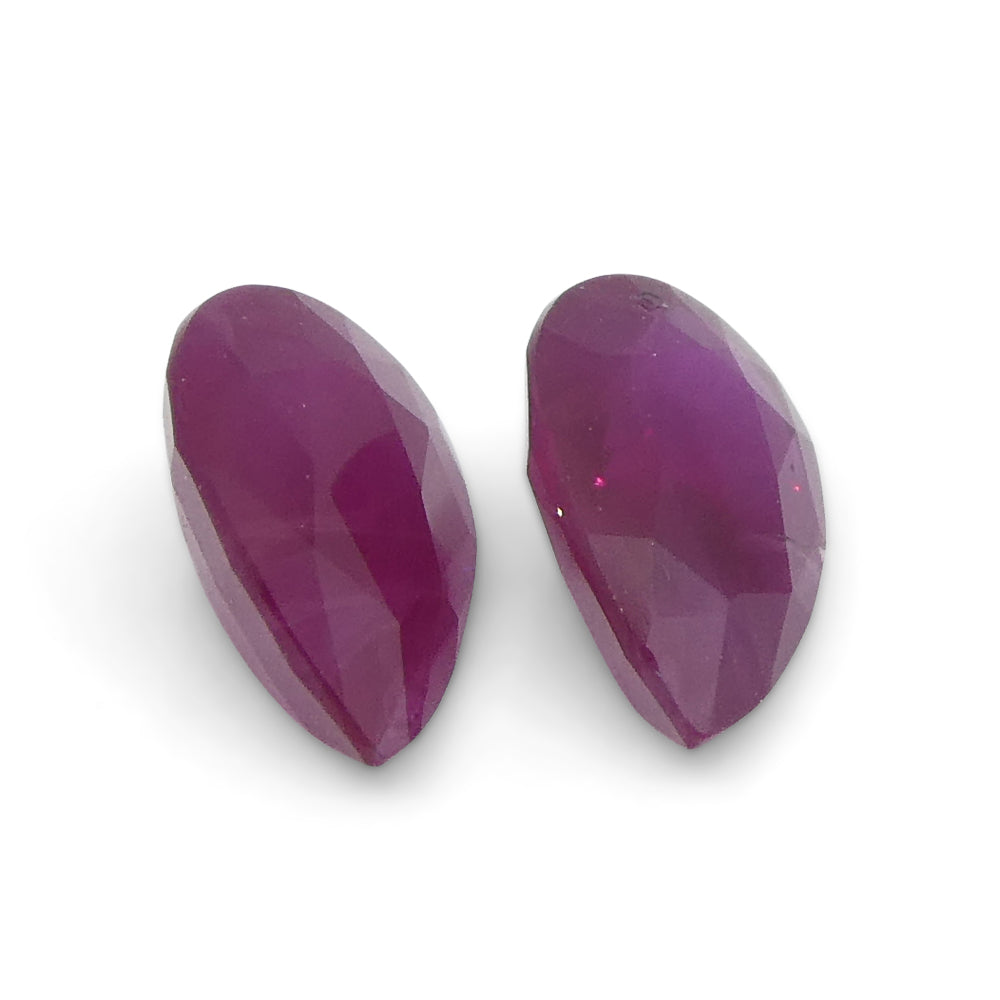 0.81ct Pear Red Ruby Pair from Burma's Mong Hsu Mine, Certified Heated Gemstone by SkyJems Canada