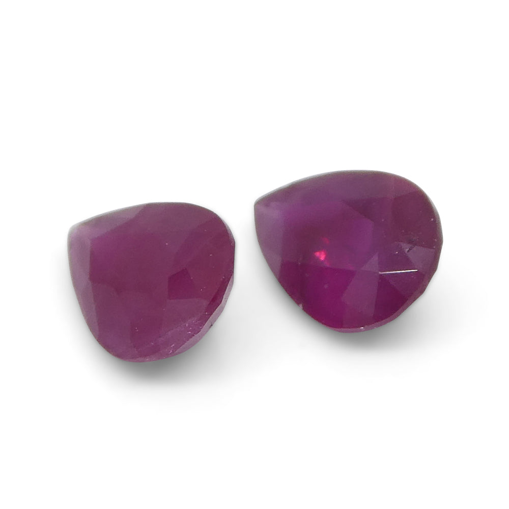 0.81ct Pear Red Ruby Pair from Burma's Mong Hsu Mine, Certified Heated Gem by SkyJems Canada