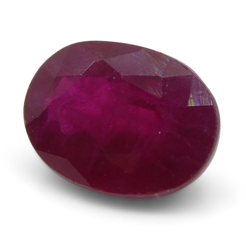 0.75 ct Oval Burma Ruby in vivid red, precision-cut single stone from SkyJems' premium Myanmar gemstone collection