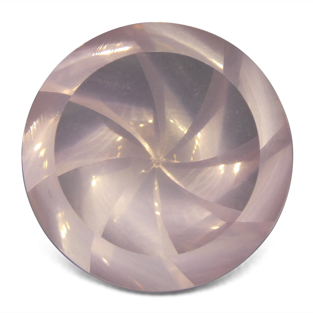 SkyJems 15.02ct Round Rose Quartz Fantasy Cut from Brazil, soft pink gemstone for jewelry design and collectors