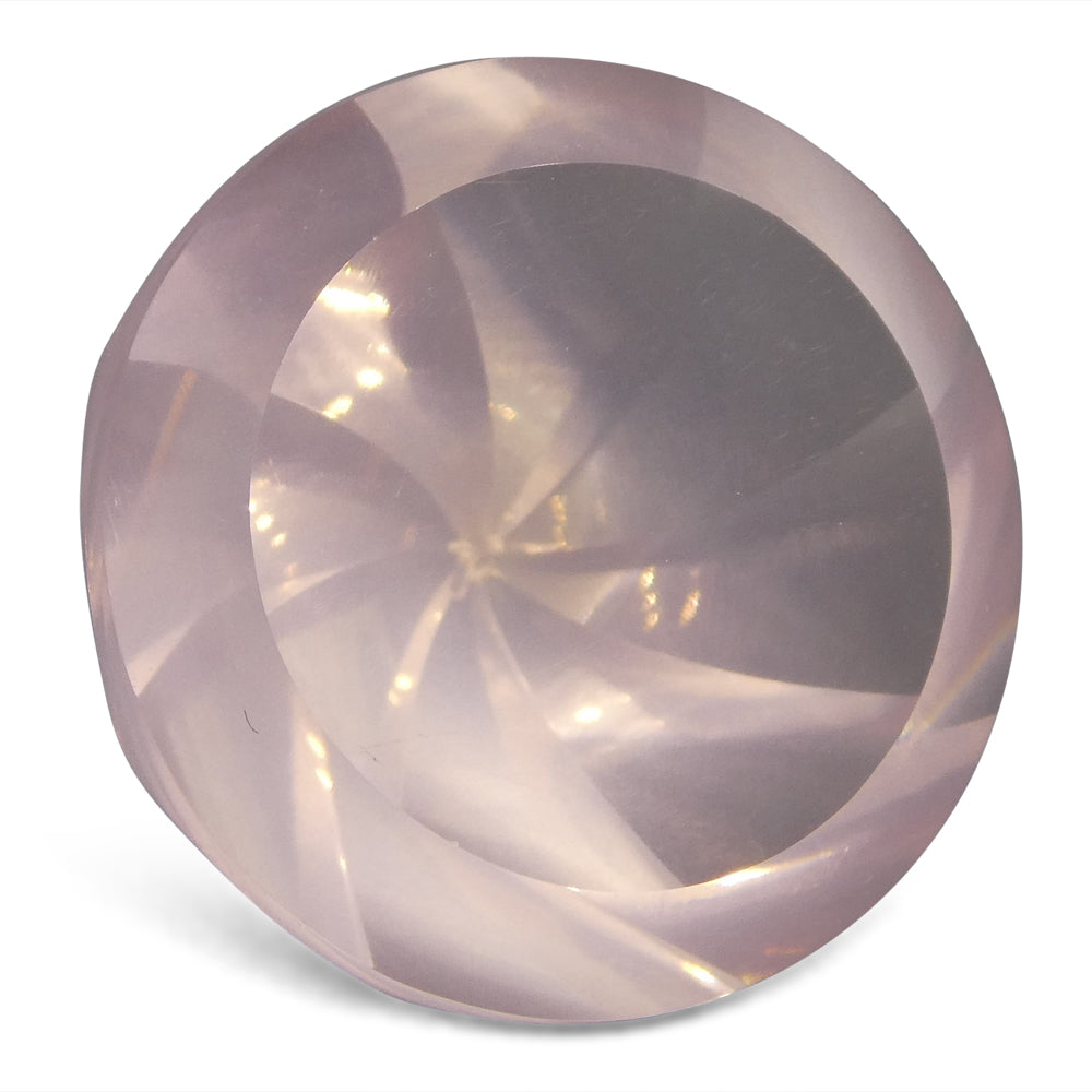 SkyJems 15.02ct Round Rose Quartz Fantasy Cut, soft pink Brazilian gemstone, elegant single-stone for collectors