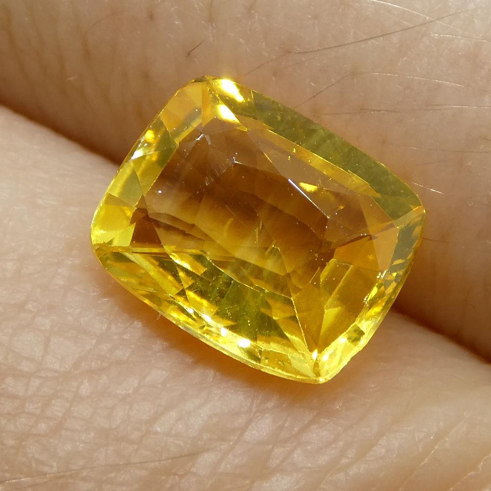 2.07 ct Cushion Yellow Sapphire from Sri Lanka, premium Ceylon gemstone by SkyJems Canadian gem specialists