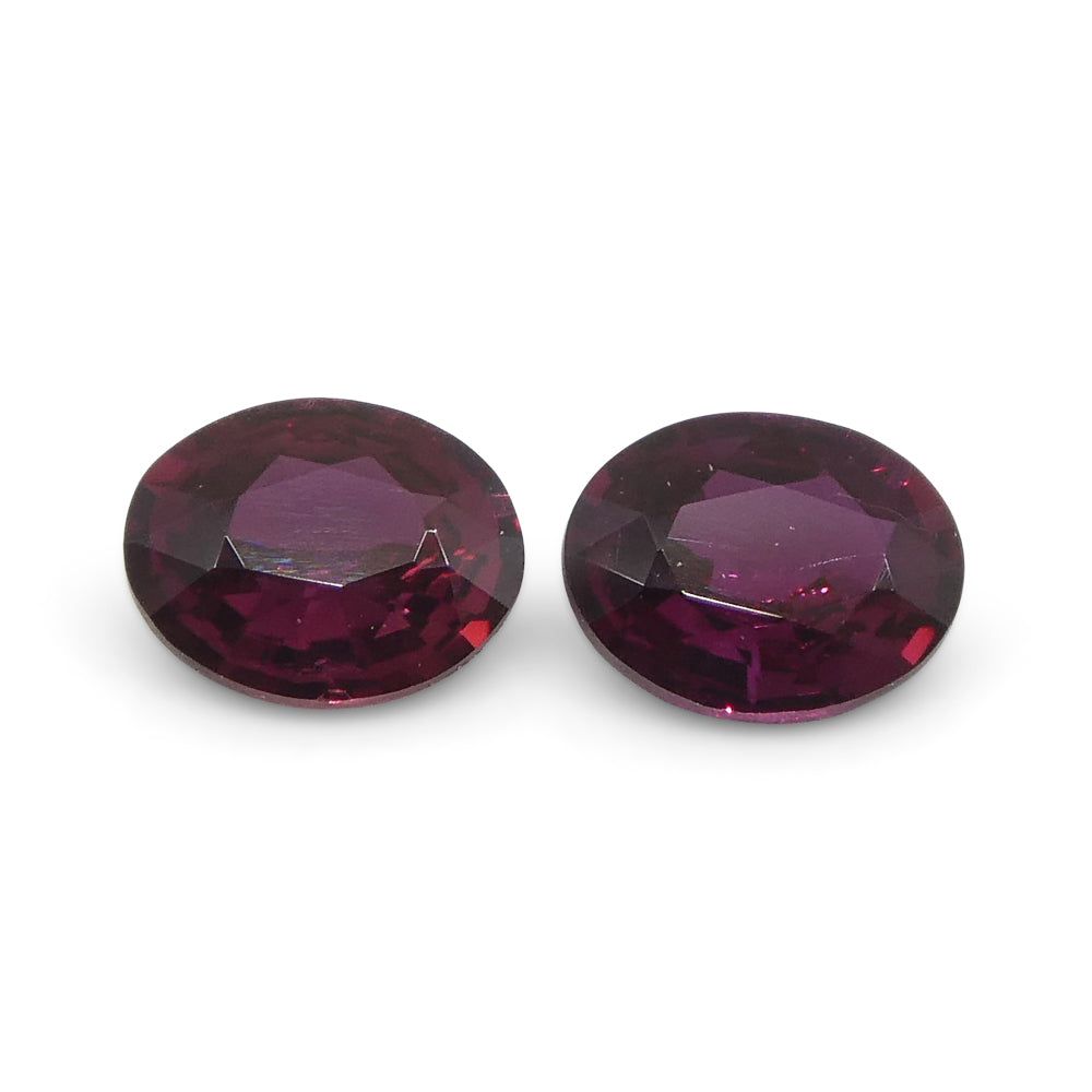 0.57ct Oval Purple Sapphire Pair from Thailand, reddish-purple gemstones by SkyJems Canadian gem specialists
