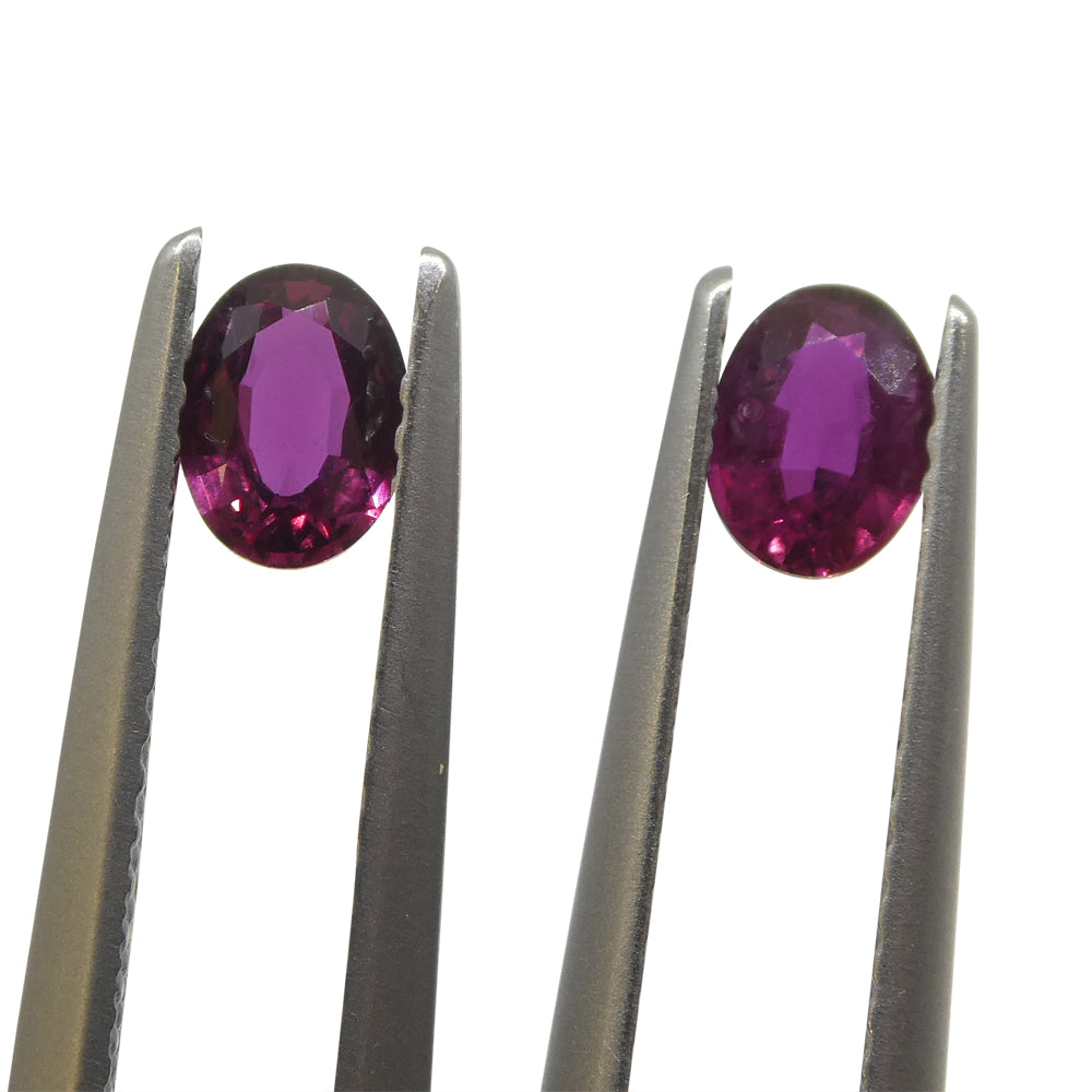 0.76ct Oval Purple Sapphire Pair from Thailand, Reddish Purple Corundum Gemstone by SkyJems Canadian Gem Experts