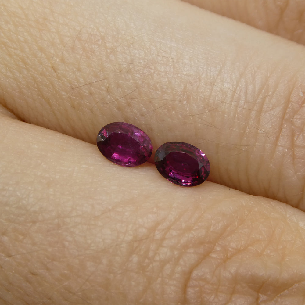 0.76ct Oval Purple Sapphire Pair from Thailand, Reddish Purple Corundum Gemstone by SkyJems Canadian Gem Experts