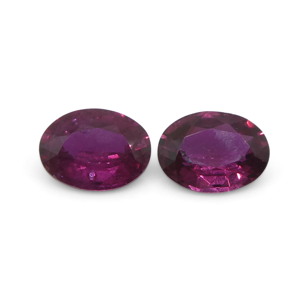 0.76ct Oval Purple Sapphire Pair from Thailand, Reddish Purple Hue | Premium Heated Gemstone by SkyJems