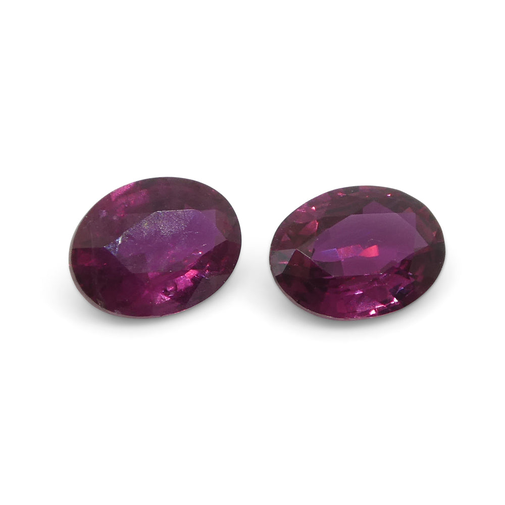 0.76ct Oval Purple Sapphire Pair from Thailand, Reddish Purple Corundum Gemstone by SkyJems Canadian Gem Experts