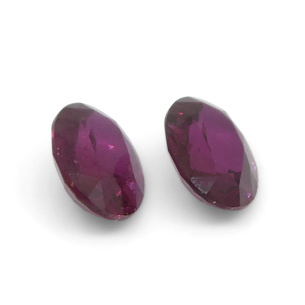0.76ct Oval Purple Sapphire Pair from Thailand, Reddish Purple Corundum Gemstone by SkyJems Canadian Gem Experts