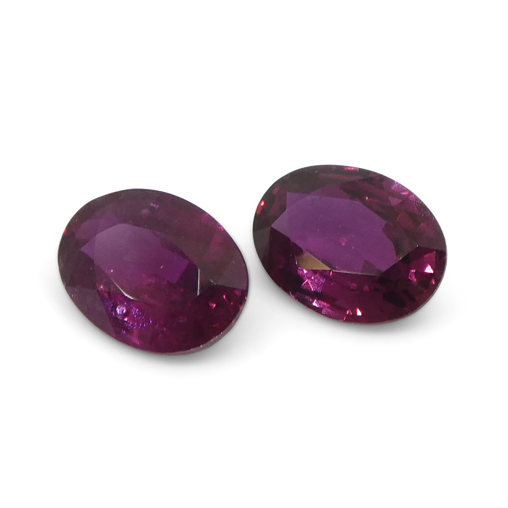 0.76ct Oval Purple Sapphire Pair from Thailand, Reddish Purple Corundum Gemstone by SkyJems Canadian Gem Experts