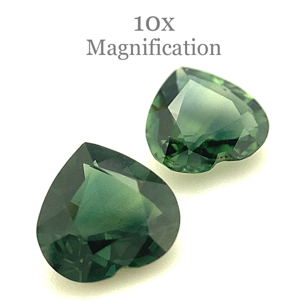 2.47ct Pair Heart Green Sapphire from Australia Unheated - Skyjems Wholesale Gemstones