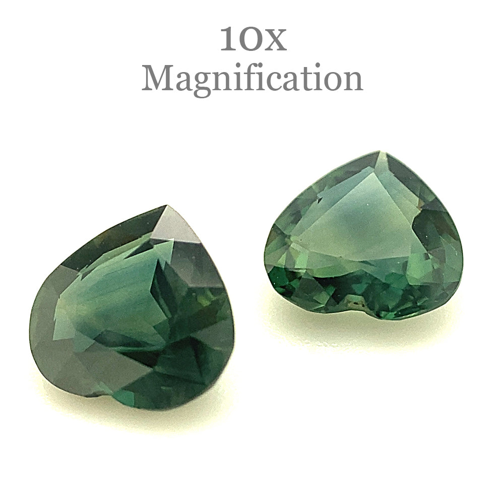 2.47ct Pair Heart Green Sapphire from Australia Unheated - Skyjems Wholesale Gemstones