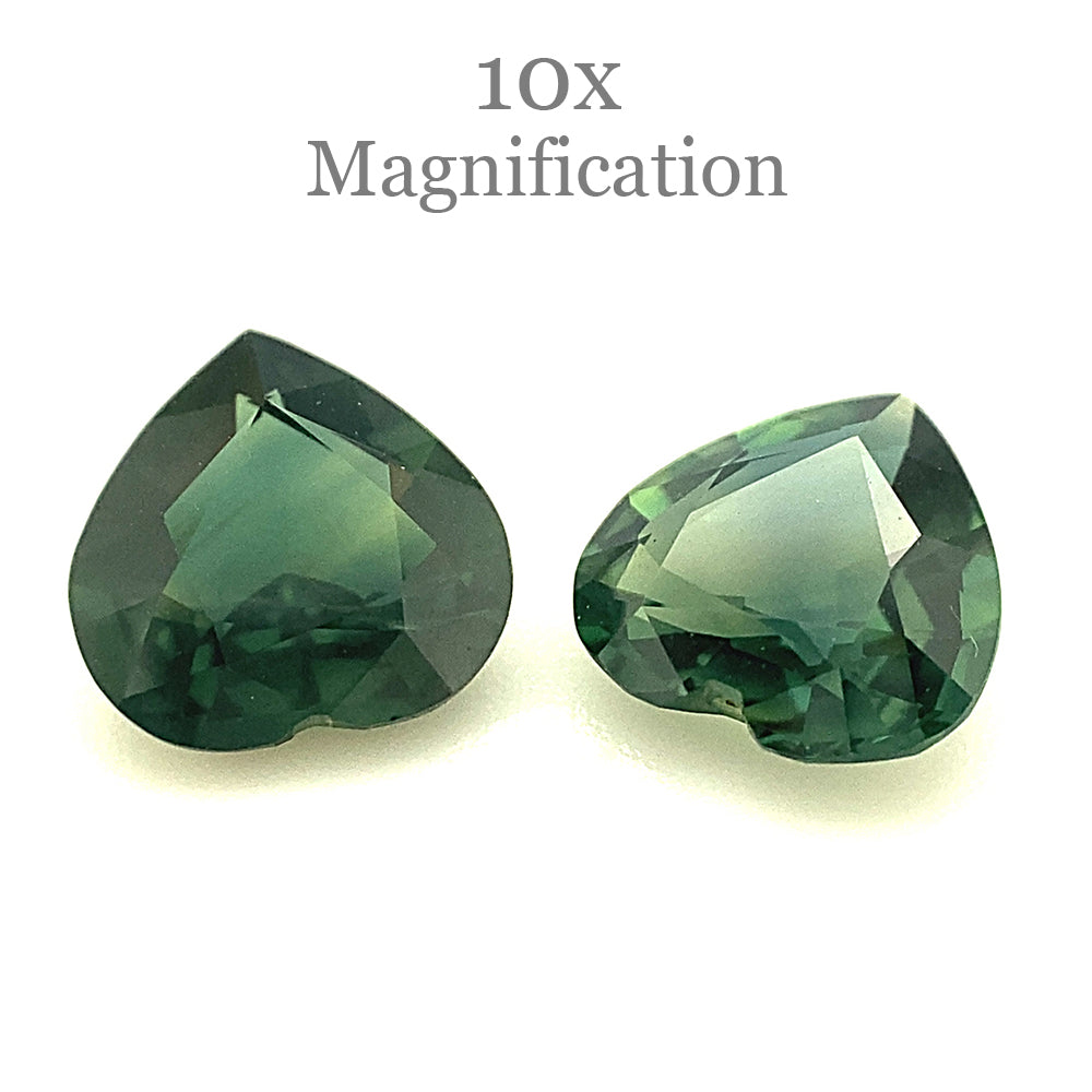 2.47ct Pair Heart Green Sapphire from Australia Unheated - Skyjems Wholesale Gemstones