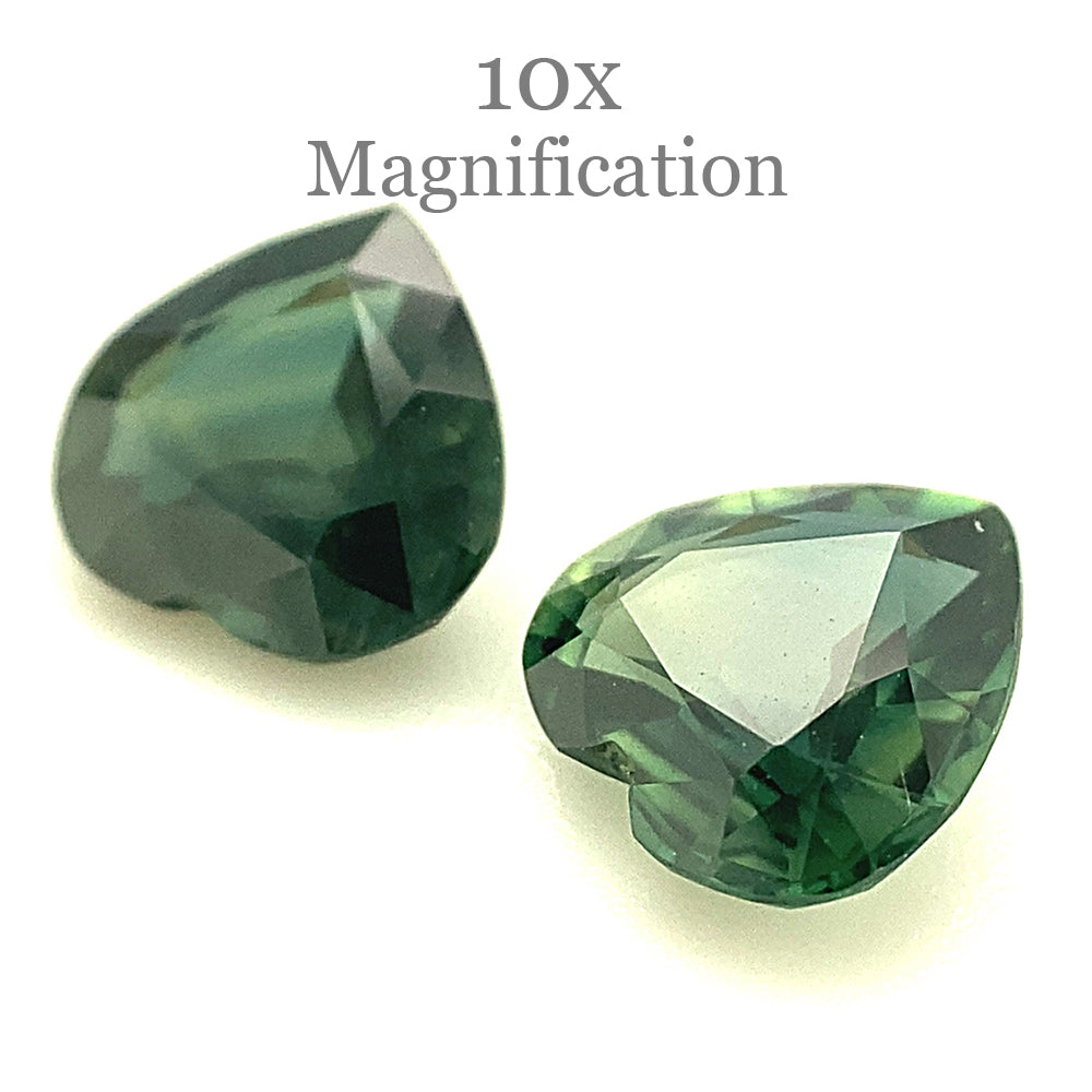 2.47ct Pair Heart Green Sapphire from Australia Unheated - Skyjems Wholesale Gemstones