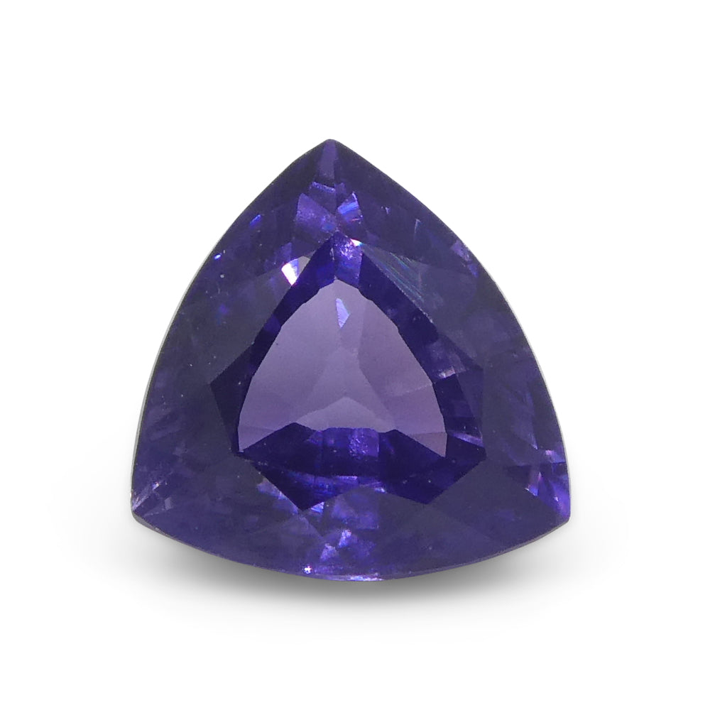 SkyJems 1.02ct Trillion Purple Sapphire from Madagascar, unheated natural gemstone with brilliant cut and deep color
