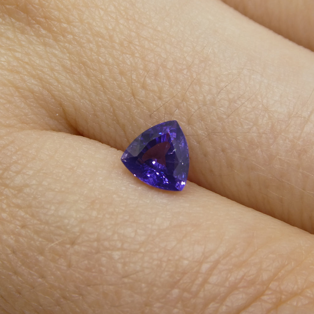 SkyJems 1.02ct Trillion Purple Sapphire from Madagascar, unheated natural gemstone with brilliant cut and deep color