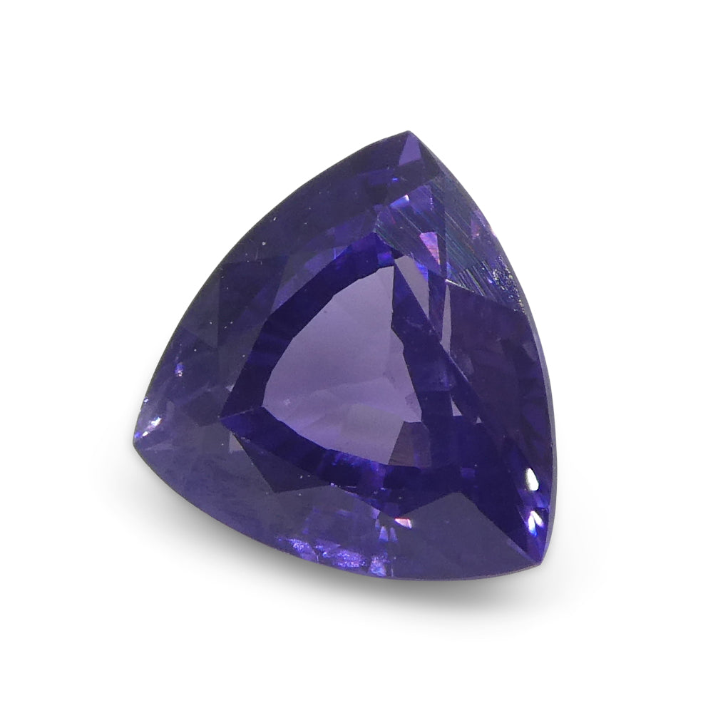 SkyJems 1.02ct Trillion Purple Sapphire from Madagascar, unheated natural gemstone with brilliant cut and deep color