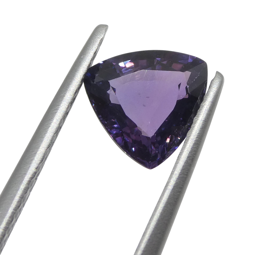 SkyJems 1.04ct Trillion Purple Sapphire from Madagascar, unheated natural gemstone with vibrant color and precision cut