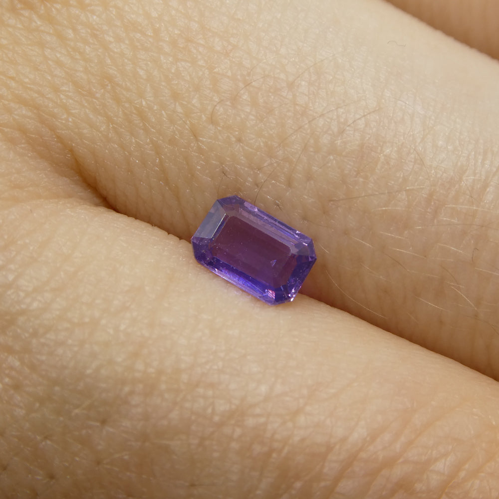 0.62ct Emerald Cut Purple Sapphire from East Africa, Unheated - Skyjems Wholesale Gemstones