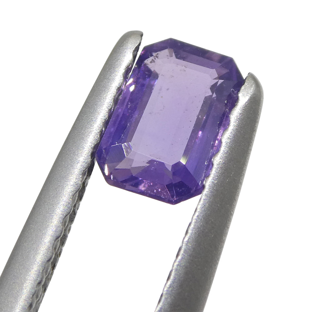 0.62ct Emerald Cut Purple Sapphire from East Africa, Unheated