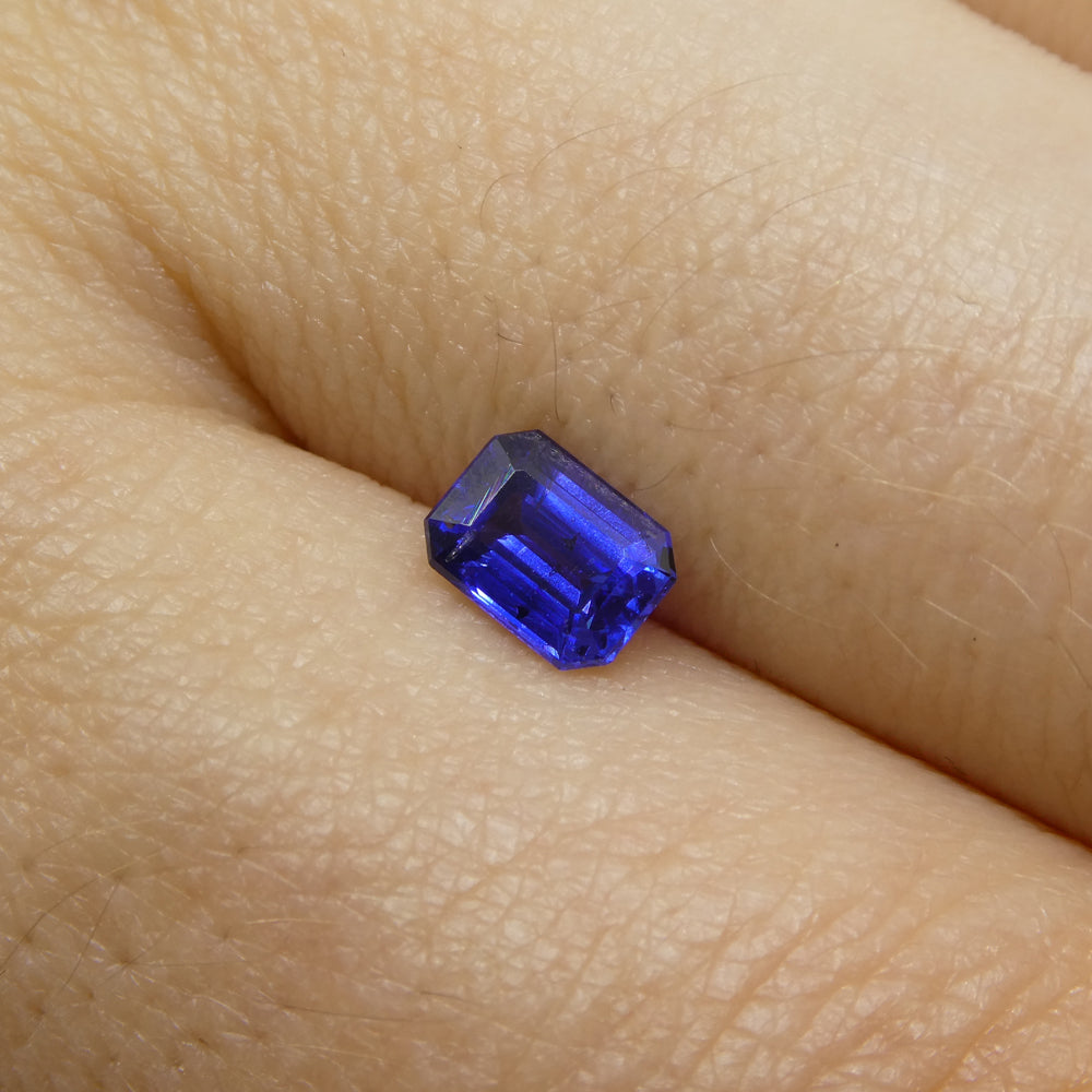 0.62ct Emerald Cut Blue Sapphire from East Africa, Unheated - Skyjems Wholesale Gemstones