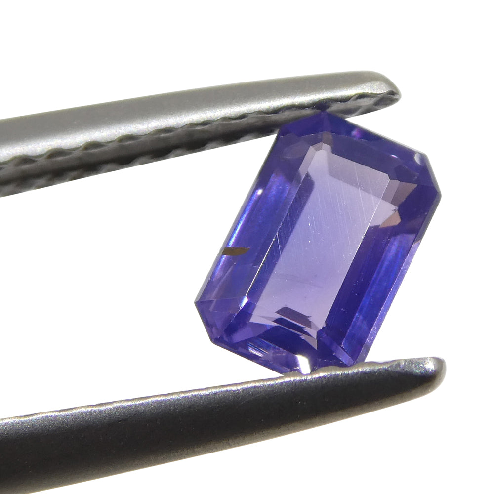 0.8ct Emerald Cut Blue Sapphire from East Africa, Unheated