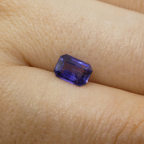 1.06ct Emerald Cut Purple Sapphire from East Africa, Unheated