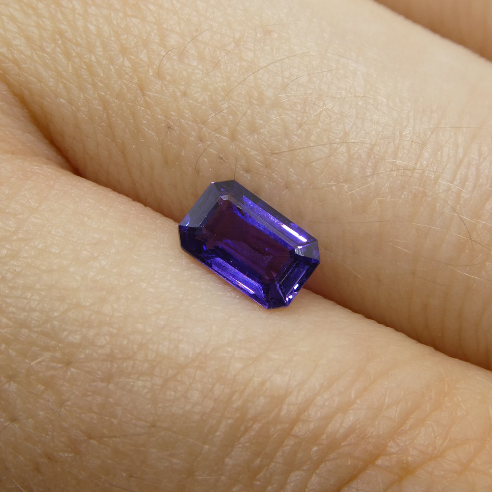 0.94ct Emerald Cut Purple Sapphire from East Africa, Unheated - Skyjems Wholesale Gemstones