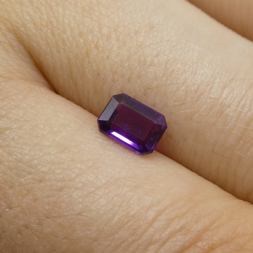 0.95ct Emerald Cut Purple Sapphire from East Africa, Unheated - Skyjems Wholesale Gemstones