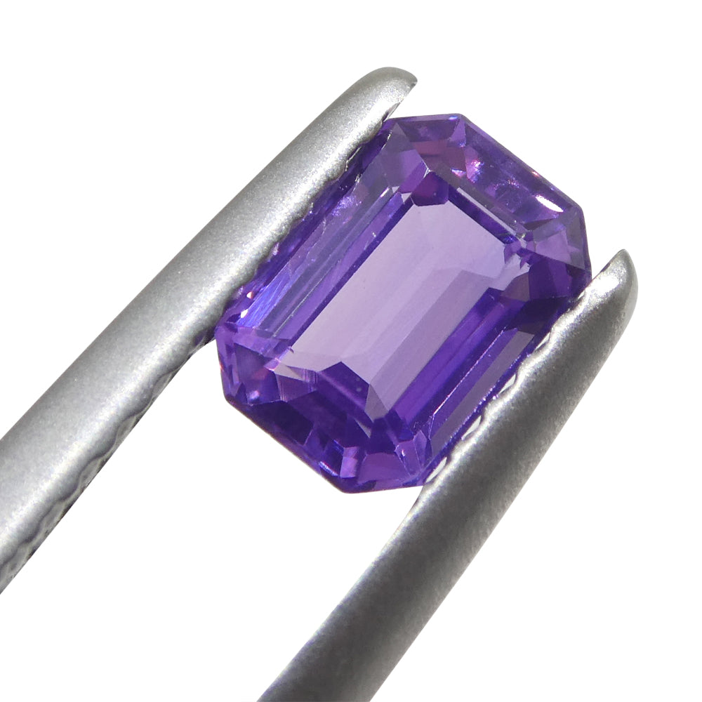 0.8ct Emerald Cut Purple Sapphire from East Africa, Unheated - Skyjems Wholesale Gemstones