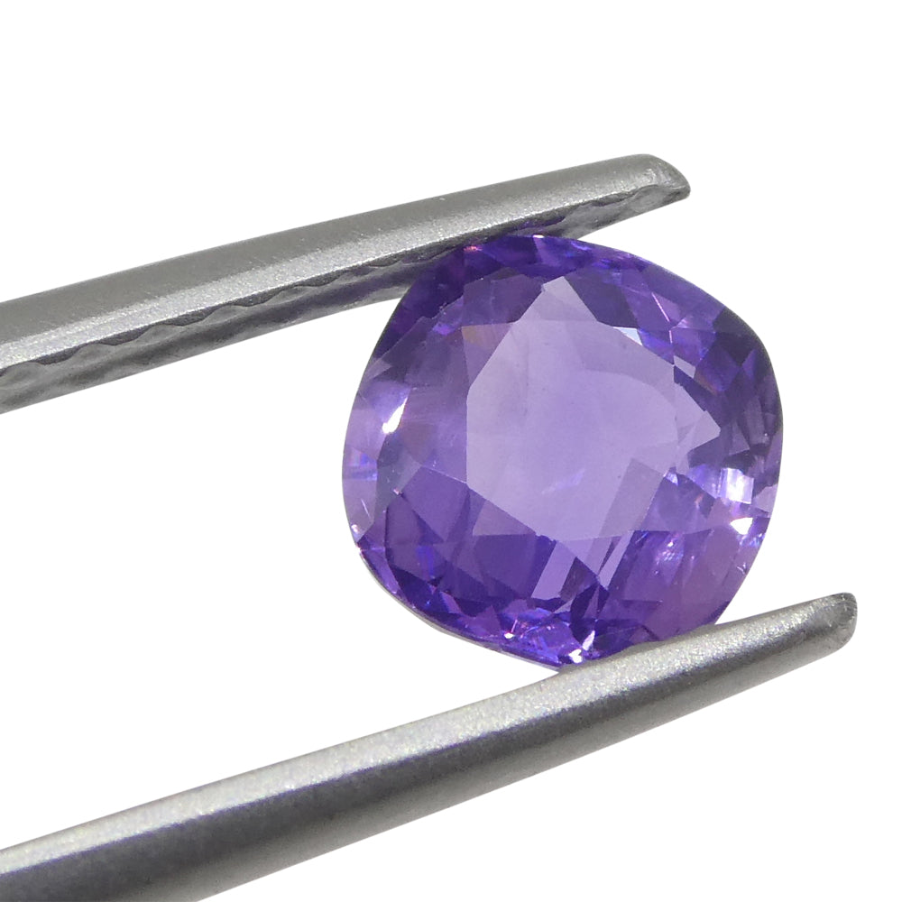 0.87ct Purple Sapphire Square Cushion from East Africa, unheated natural gemstone by SkyJems Canadian gem experts