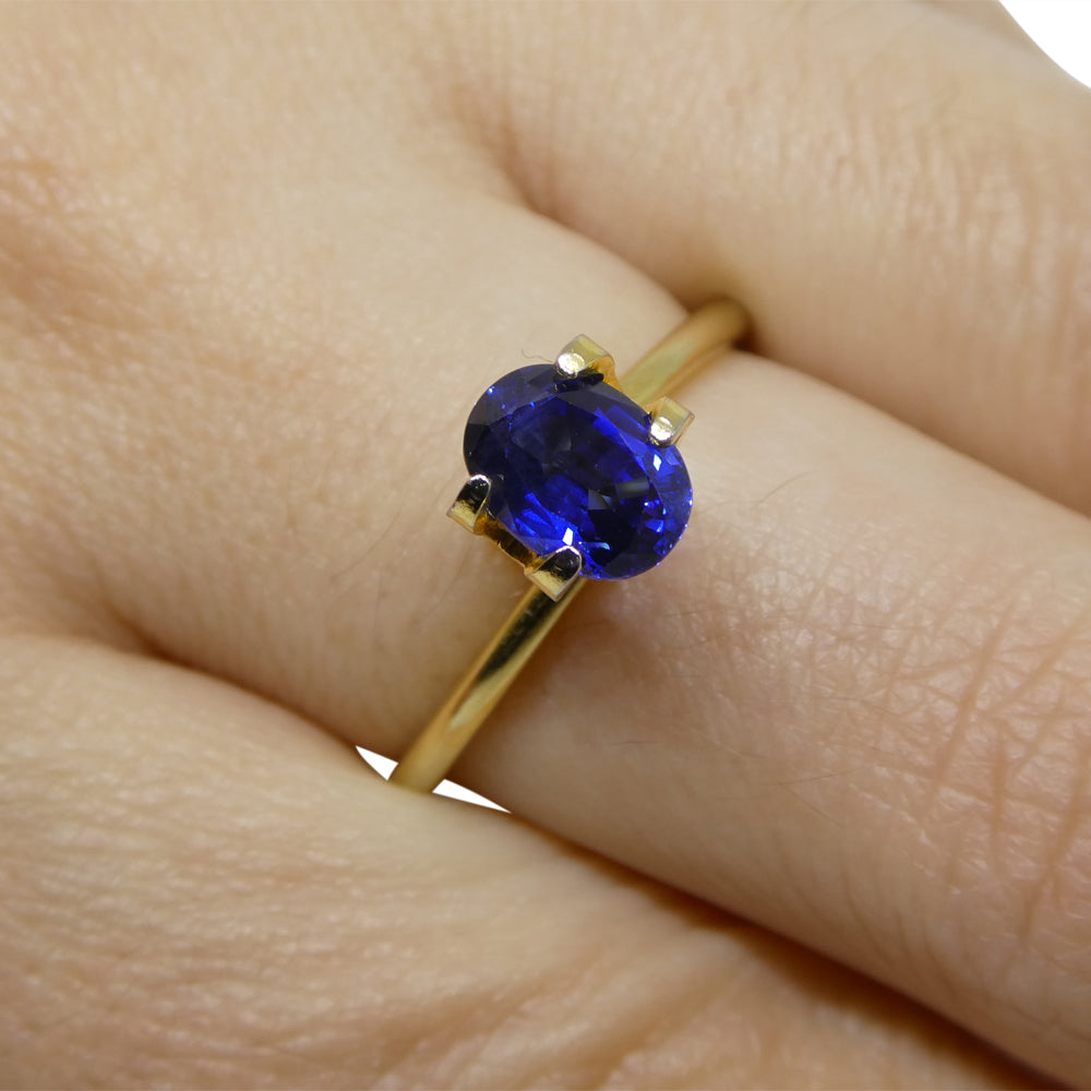 1.38ct Nigerian Blue Sapphire, Oval Cut Vivid Blue Corundum Gemstone by SkyJems Canada