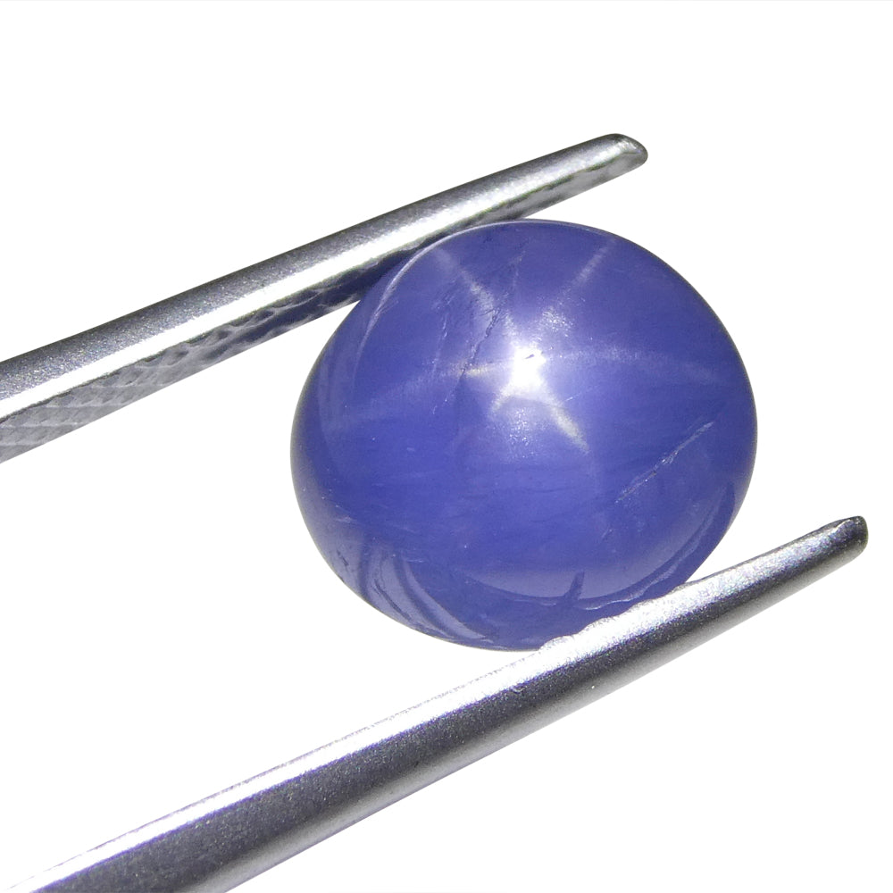 3.83ct Round Cabochon Blue Star Sapphire from Burma (Myanmar), Unheated - Skyjems Wholesale Gemstones