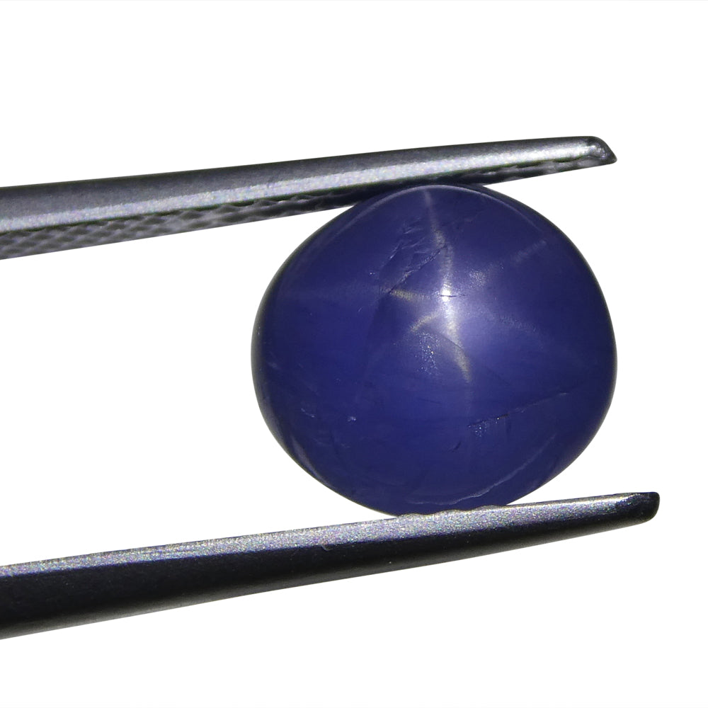 3.83ct Round Cabochon Blue Star Sapphire from Burma (Myanmar), Unheated - Skyjems Wholesale Gemstones