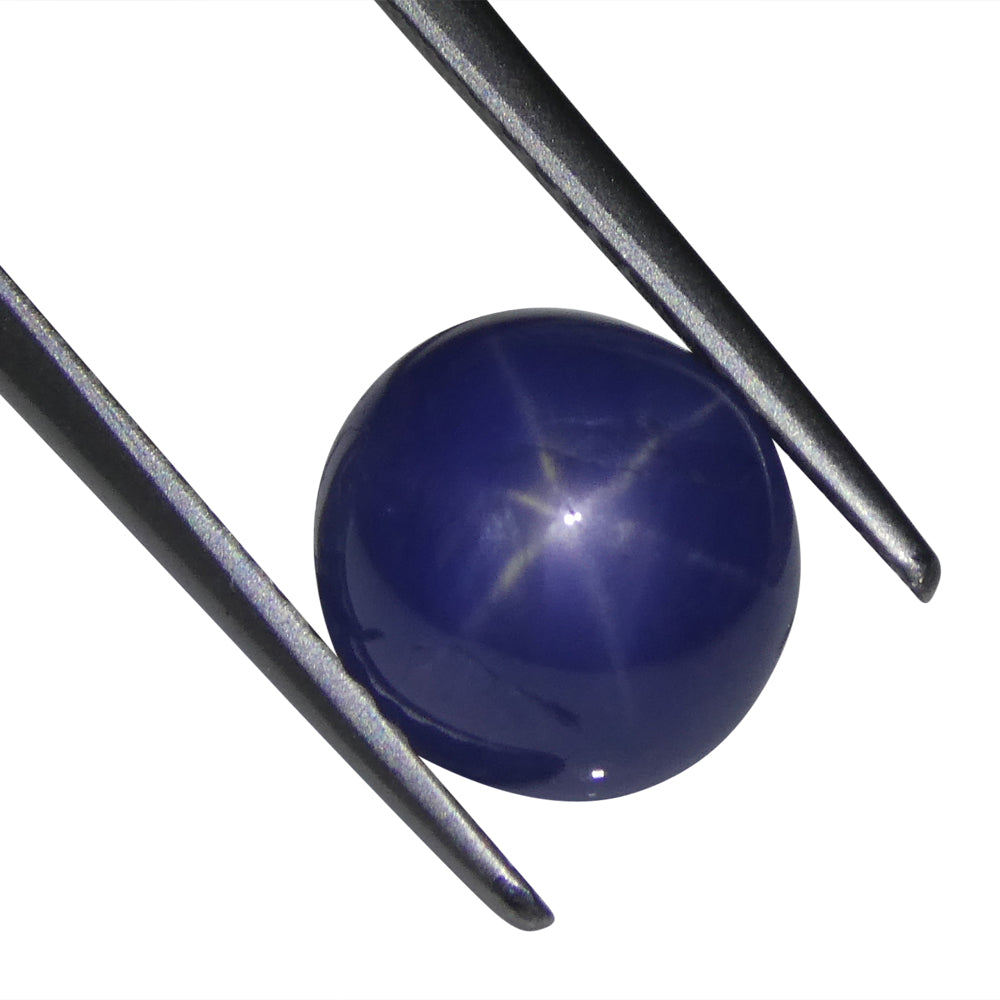 3.83ct Round Cabochon Blue Star Sapphire from Burma (Myanmar), Unheated - Skyjems Wholesale Gemstones