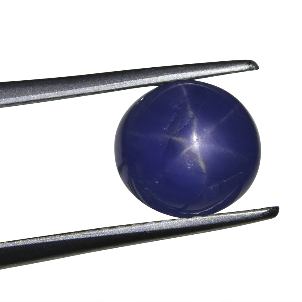 3.83ct Round Cabochon Blue Star Sapphire from Burma (Myanmar), Unheated - Skyjems Wholesale Gemstones