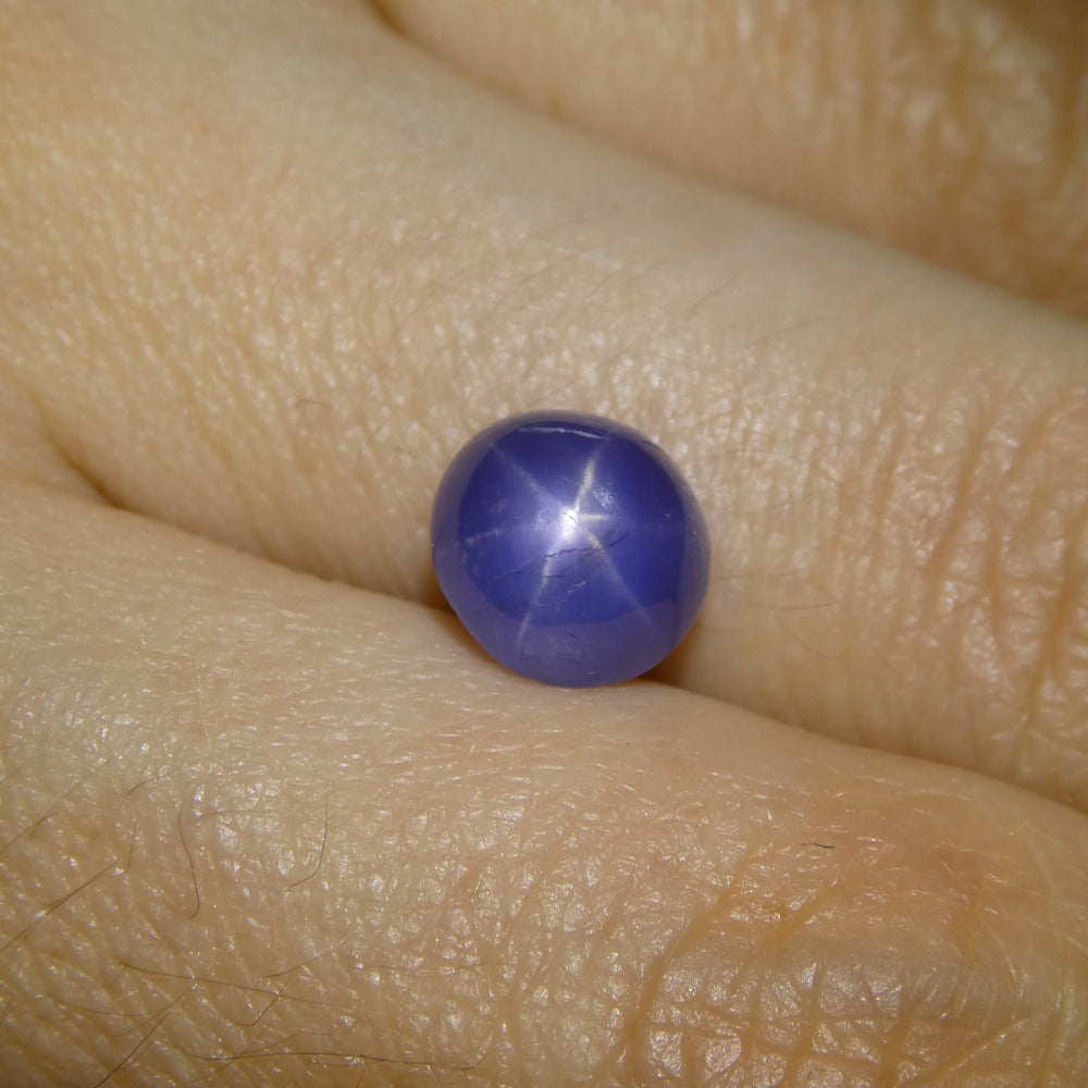 3.83ct Round Cabochon Blue Star Sapphire from Burma (Myanmar), Unheated - Skyjems Wholesale Gemstones