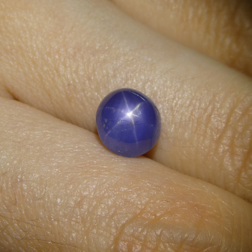 3.83ct Round Cabochon Blue Star Sapphire from Burma (Myanmar), Unheated - Skyjems Wholesale Gemstones