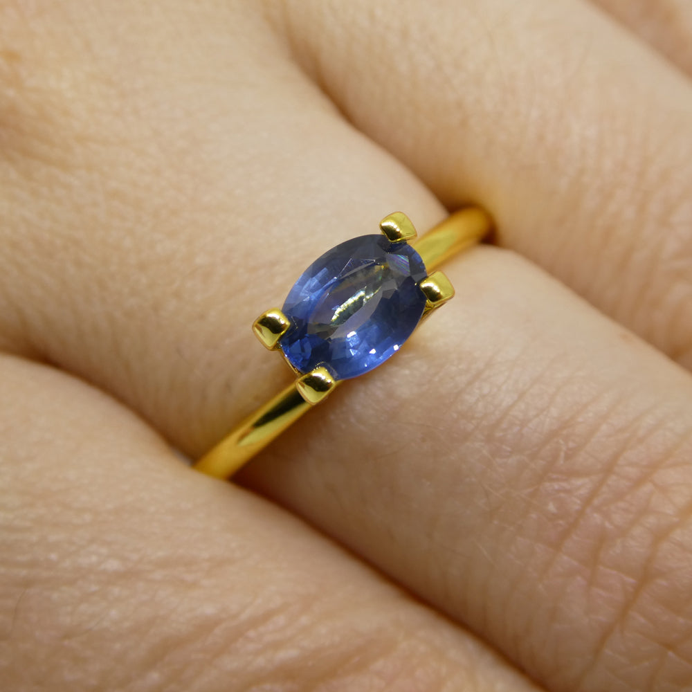 0.9ct Oval Blue Sapphire from Thailand, premium heated gemstone by SkyJems, classic blue corundum in modified step cut