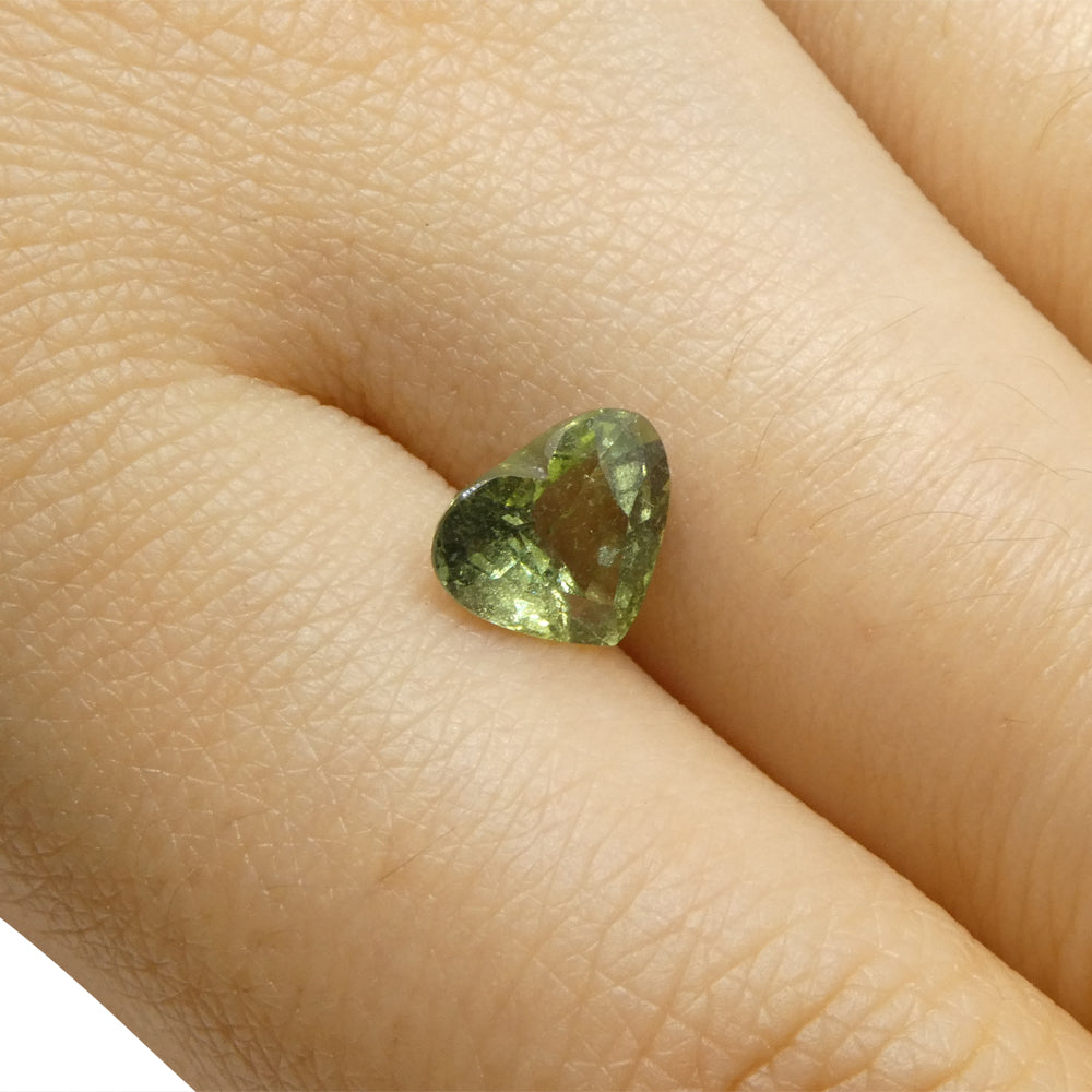 1.71ct Heart Shape Green Sapphire from Tanzania - Skyjems Wholesale Gemstones