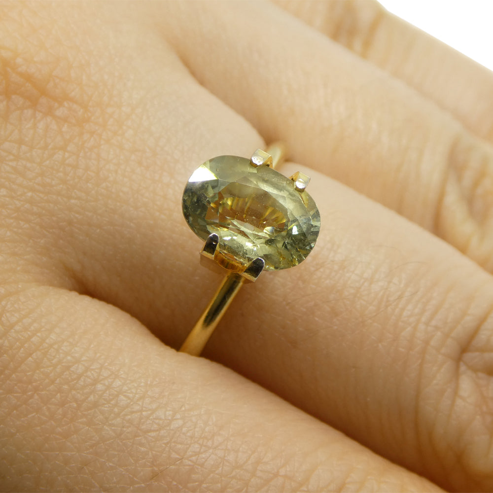 2.61ct Oval Green Sapphire from Tanzania, unheated natural gemstone by SkyJems Canadian gem specialists